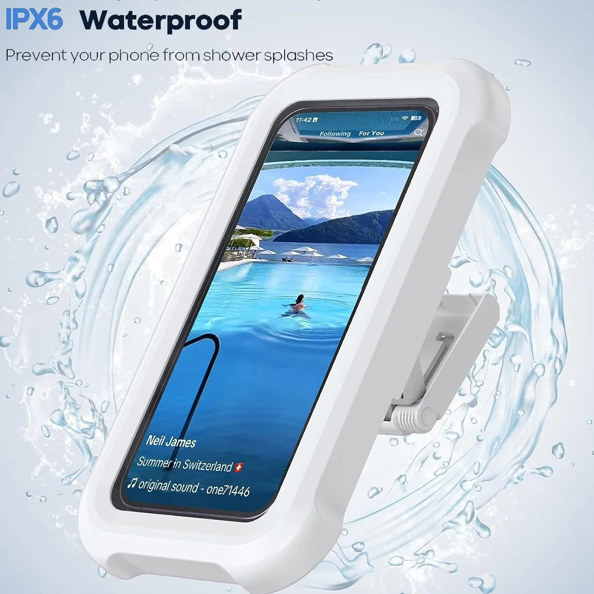 Shower Phone Holder Waterproof 480 Degree Rotation Adjustable Wall Phone Mount for Shower,Bathroom Bathtub Cell Phone Stand